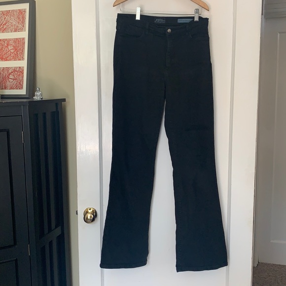 High waisted black flared jeans